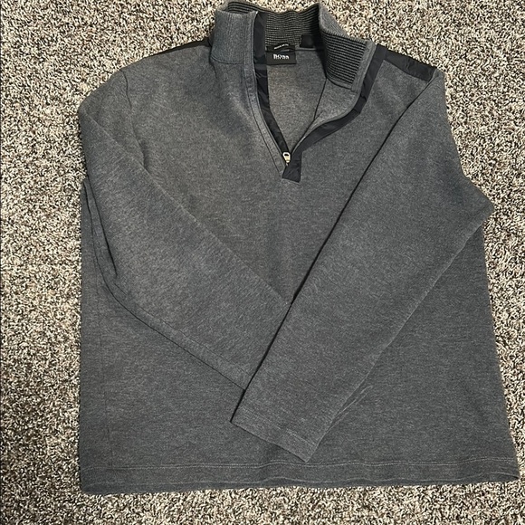 Boss Gray Zip Up Sweater with Stand-Up Collar - Picture 3 of 6